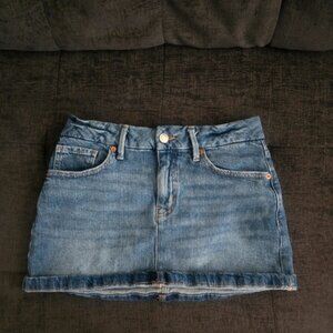 blue denim miniskirt